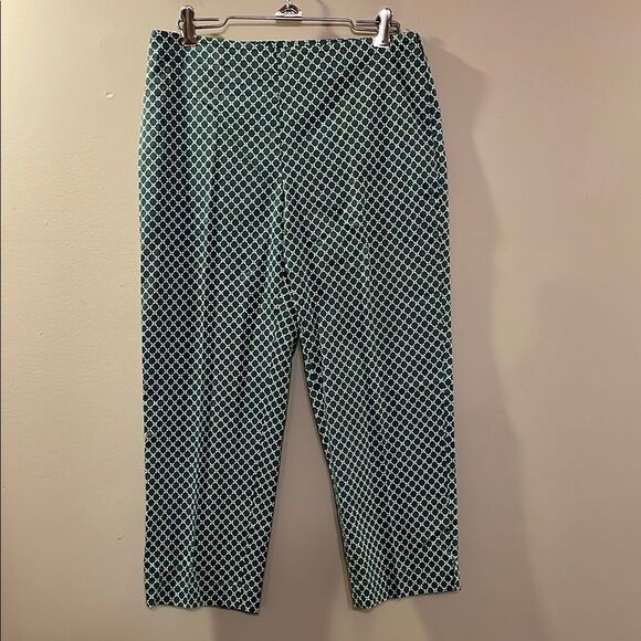 Talbots Green and White Geometric Pants - Picture 1 of 9